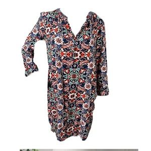 LOFT Womens M Tunic Floral Mini Dress Long Sleeves